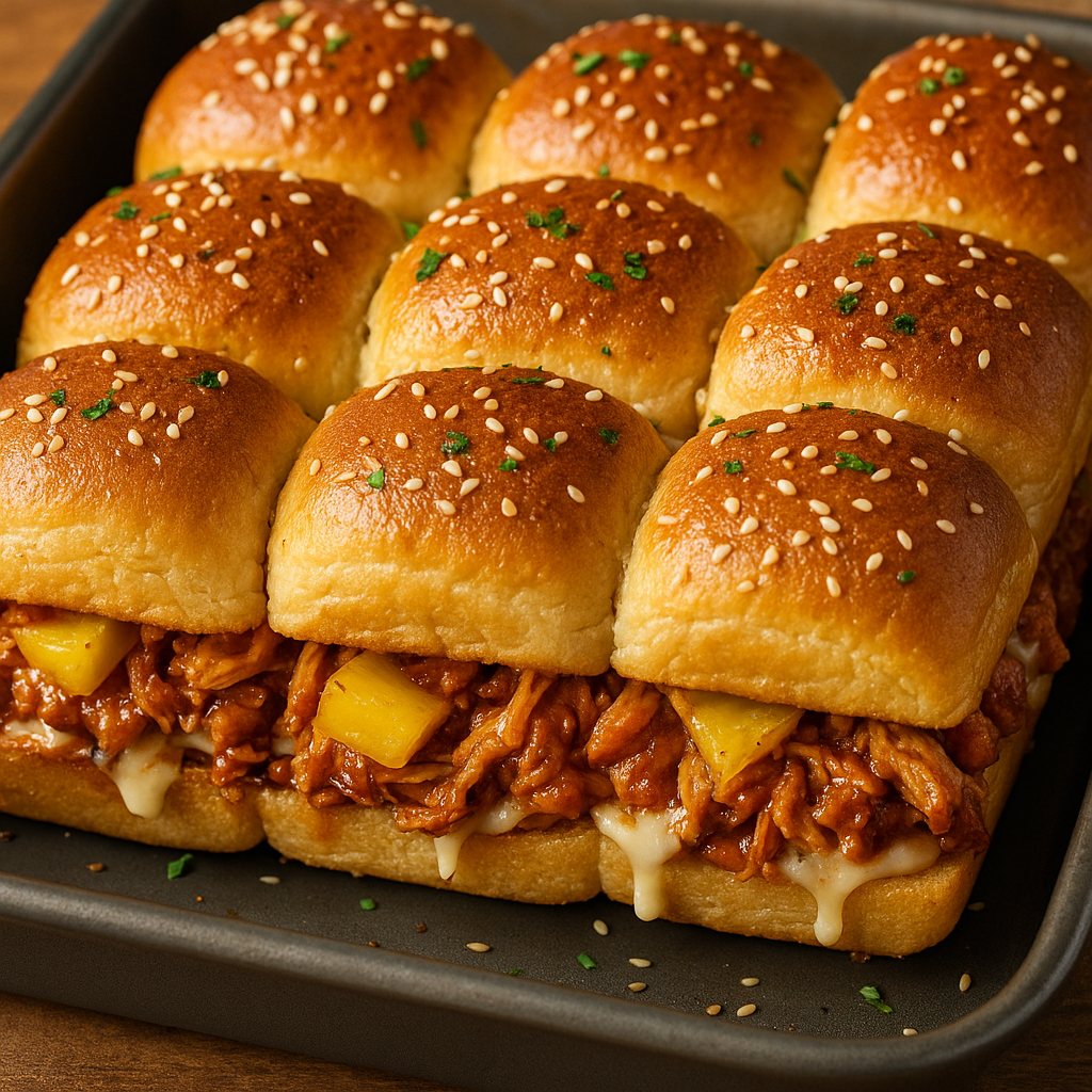 Hawaiian BBQ Chicken Sliders